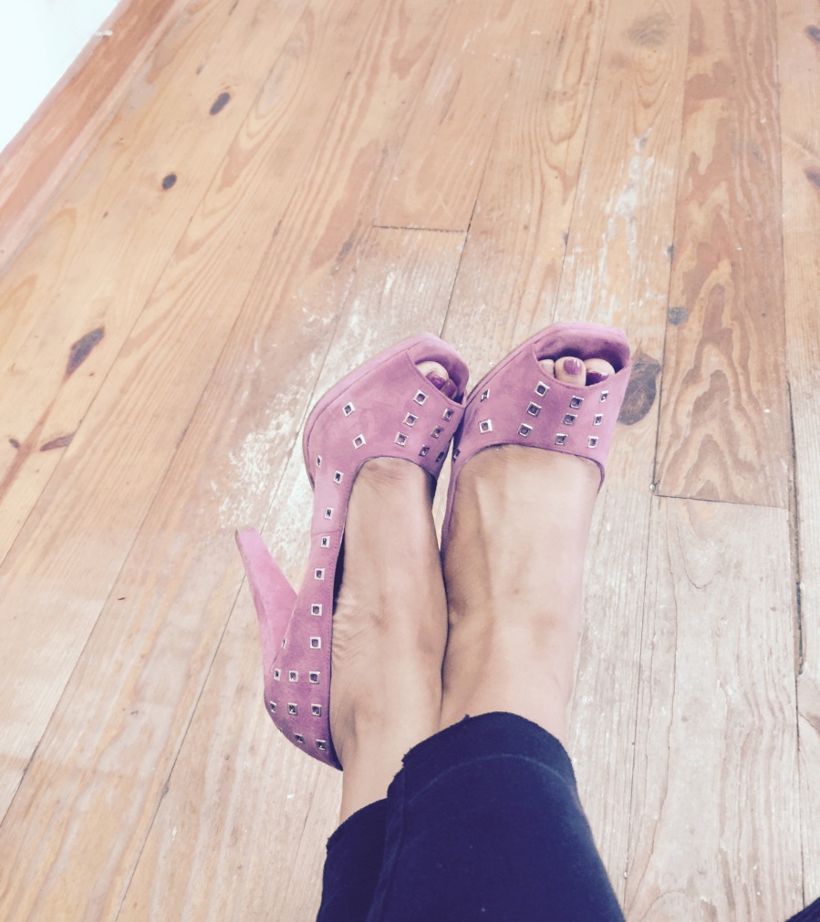 Pink suede BCBG heels