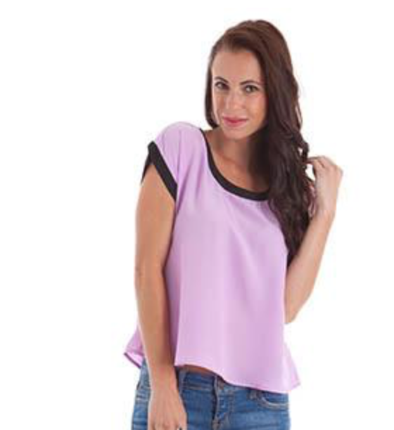 womens purple top with open tie back